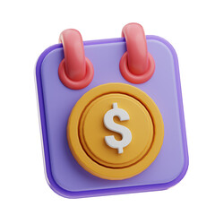 Digital Calendar Icon with Dollar Coin