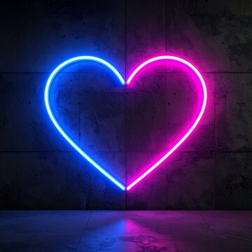 Naklejki Neon heart on a dark wall