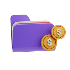 Purple Folder with Dollar Coins