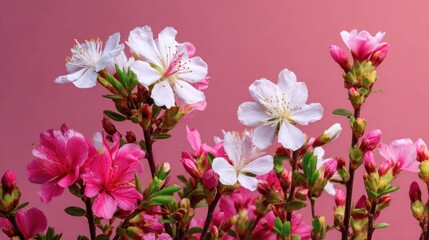 Delicate blossoms in shades of pink and white.
