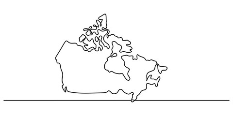 Canada map continuous one line drawing, representing Canadian geography and national identity.