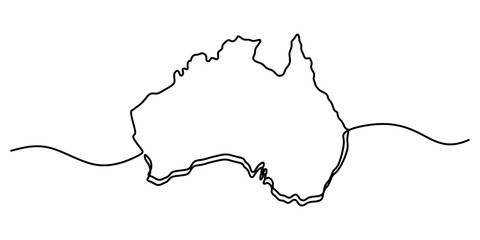 Australia map continuous one line drawing. Minimalist vector illustration with editable stroke.