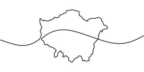 London city map continuous one line drawing. European travel and urban geography concept. Vector.