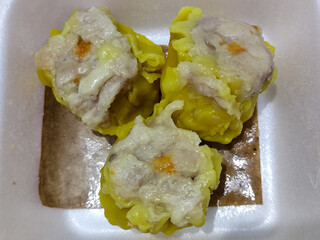 Dimsum The food menu at the Mie Gacoan restaurant which has a soft texture and delicious taste.