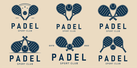 set padel sport logo, sport club padel logo vector illustration design template