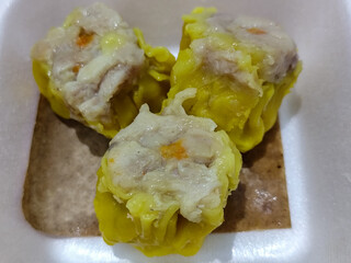 Dimsum The food menu at the Mie Gacoan restaurant which has a soft texture and delicious taste.