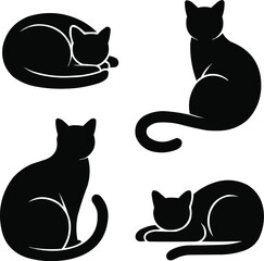 Stylized Cat Personality Icons  Curious, Angry, Alert, and Relaxed Poses
