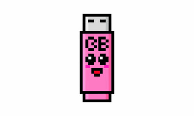 Obraz premium Cute flashdisk cartoon pixel illustration