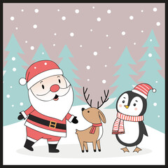 Several lovely hand-drawn christmas characters