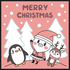 Several lovely hand-drawn christmas characters
