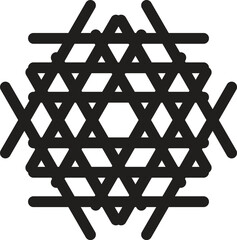 Abstract geometric pattern featuring interwoven lines forming a symmetrical hexagonal design vector