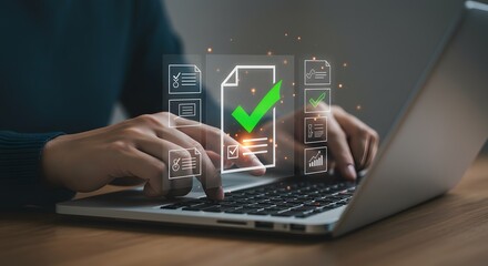 Obraz premium Online Document Approval and Verification Concept