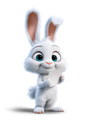 white rabbit on white background