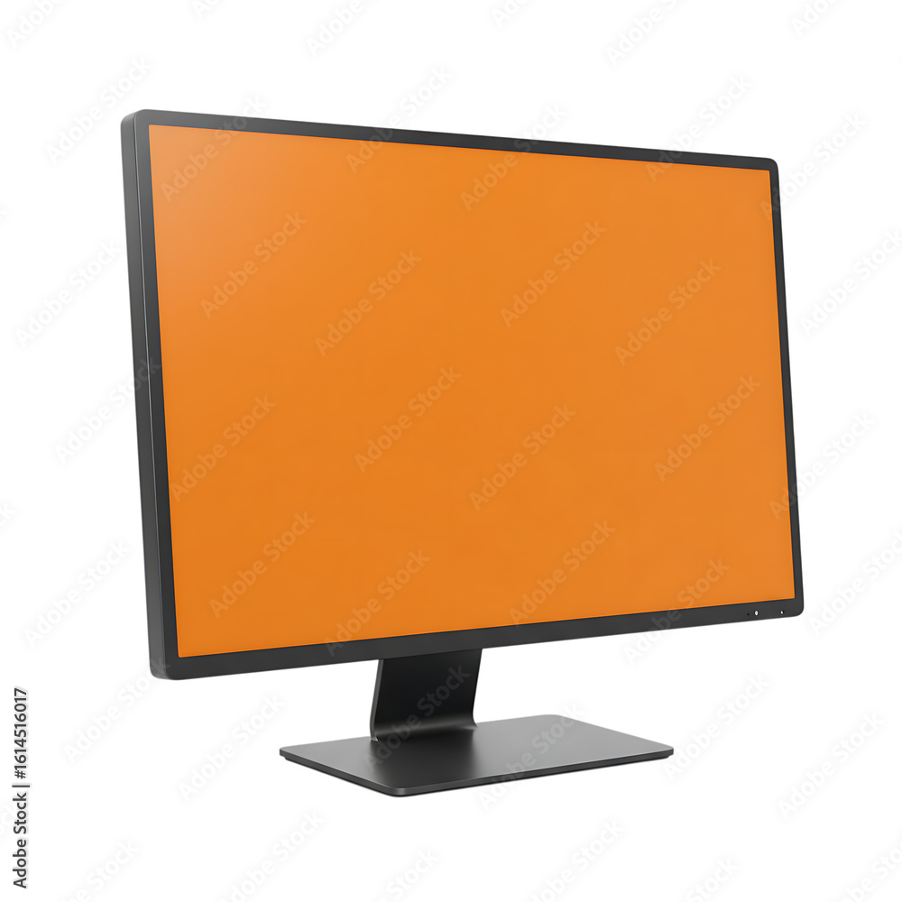 Fototapete modern computer monitor with orange screen display for design and technology applications isolated o