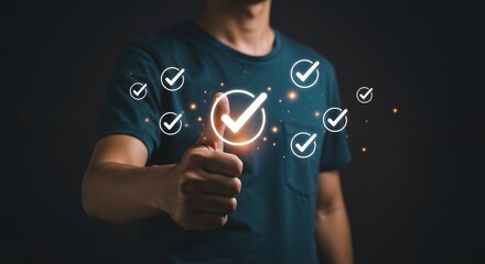 Thumbs up with check marks - Success, Approval, and Achievement Concept