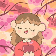 Obraz premium girl with pink flower