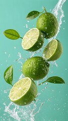Fresh lime with water drops