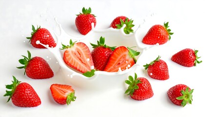 Fresh strawberries in a milk splash (1)