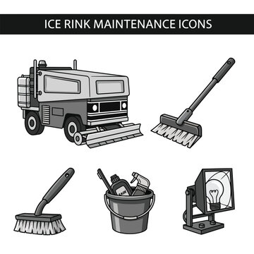 Ice rink maintenance equipment icons Zamboni