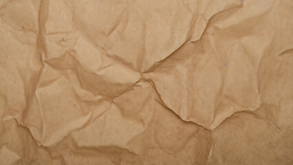 Obraz premium Crumpled Brown Kraft Paper Texture – Recycled Look