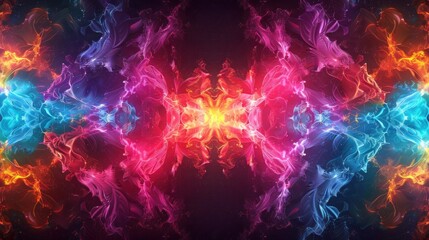 Abstract symmetrical swirling patterns of vibrant colors