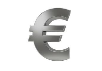 Fototapeta premium A metallic euro symbol stands prominently, isolated on a transparent background
