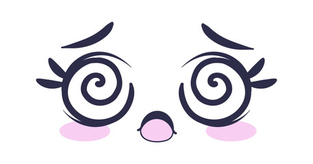 Set Hand drawn flat design kawaii face collection