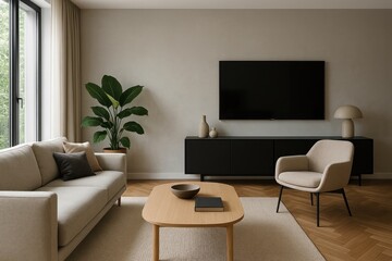 Modern minimalist living room design.