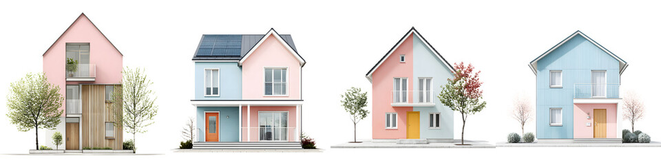Obraz premium Colorful Modern House Illustration Set on White