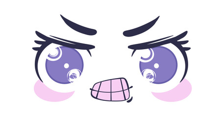 Set Hand drawn flat design kawaii face collection