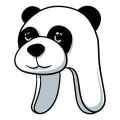 Cute Cartoon Panda Head with Fur Hat Fashion Illustration