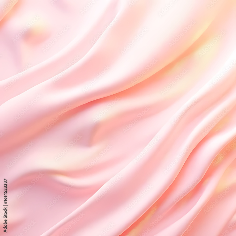 Poster soft pink silk fabric with flowing folds and subtle highlights creating a delicate and luxurious tex