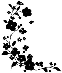 Botanical Corner Frame with Forget Me Not Silhouette