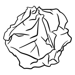 Simple Line Art Crumpled Paper Ball Sketch Shape Graphic Element
