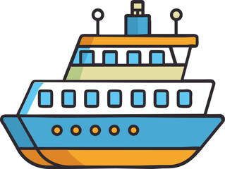 Cartoon cruise ship isolated on white background