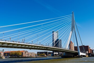 The Erasmus Bridge is a stunning cable-stayed bridge in Rotterdam, Netherlands, spanning the Nieuwe Maas. It symbolizes modern architecture and engineering in Europe.