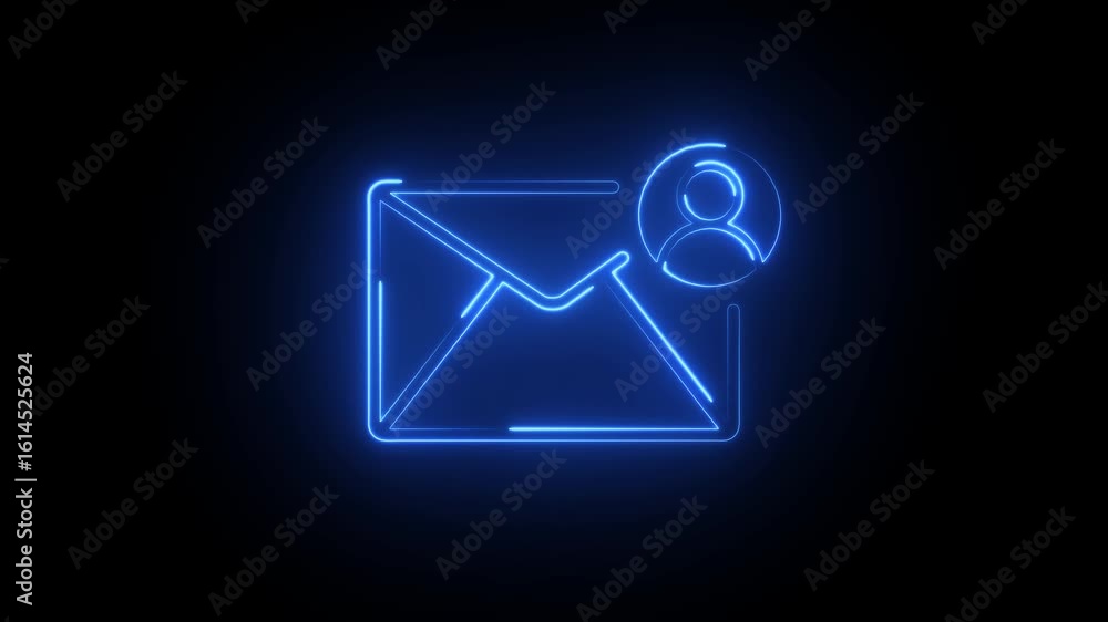 Poster email box with user profile icon isolated, message icon animation .