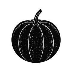 Textured Pumpkin Illustration with Stem on White Background Design