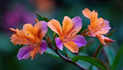 Fototapeta premium Close-up of three vibrant flowers (1)