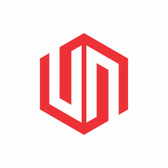 UN letter Monogram hexagon logo vector image