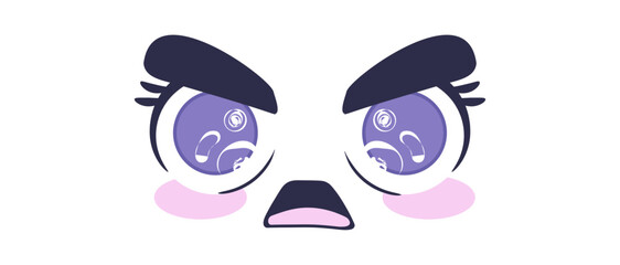 Set Hand drawn flat design kawaii face collection