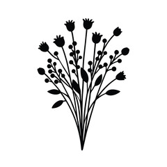 Fototapeta premium Simple Wildflower Bouquet with Mixed Stems on White Background Design