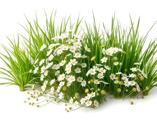 Delicate white daisies bloom amidst lush green grass white flowers nature