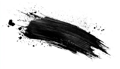Abstract black paint stroke, textured, splattered