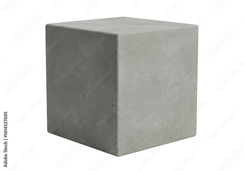 Poster a solid gray concrete cube with a textured surface isolated on a transparent background