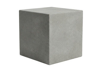 A solid gray concrete cube with a textured surface isolated on a transparent background