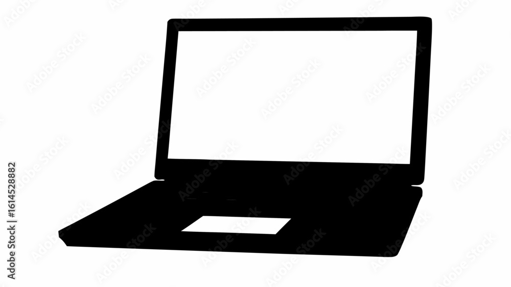 Aufkleber silhouette depiction of a laptop computer with a blank screen and a visible keyboard area design ele