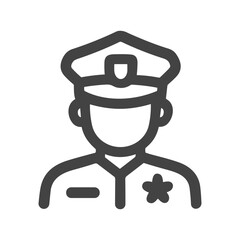Minimalist Outline Police Officer Thin Line Avatar Icon Style Design