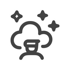 Simple Outline Clean Person with Imagination and Star Icon