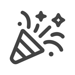 Simple Flat Style Party Popper with Confetti Icon Illustration